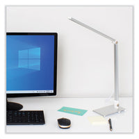 Led Desk Lamp With Dimmer, 2-point Adjustable Neck, 15" High, Silver, Ships In 4-6 Business Days