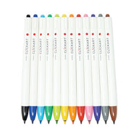 Clickart Porous Point Pen, Retractable, Fine 0.6 Mm, Assorted Ink, White Barrel, 36/pack