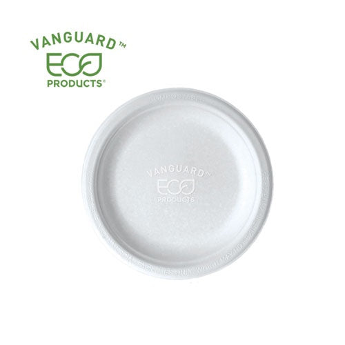 Vanguard Renewable And Compostable Sugarcane Plates, 6", White, 1,000-carton