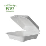 Vanguard Renewable And Compostable Sugarcane Clamshells, 1-compartment, 8 X 8 X 3, White, 200-carton