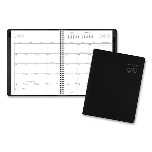Contemporary Monthly Planner, 8.75 X 7, Black Cover, 2021