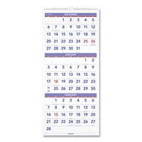 Vertical-format Three-month Reference Wall Calendar, 12 X 27, 2021