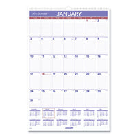 Monthly Wall Calendar With Ruled Daily Blocks, 8 X 11, White, 2021