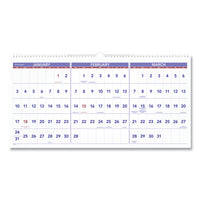 Horizontal-format Three-month Reference Wall Calendar, 24 X 12, 2021