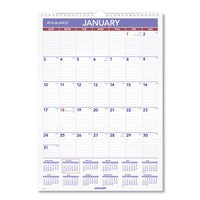 Monthly Wall Calendar With Ruled Daily Blocks, 12 X 17, White, 2021