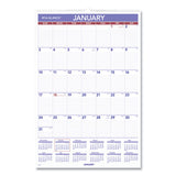 Monthly Wall Calendar With Ruled Daily Blocks, 15.5 X 22.75, White, 2021