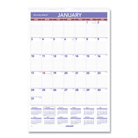 Monthly Wall Calendar With Ruled Daily Blocks, 15.5 X 22.75, White, 2021