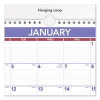 Monthly Wall Calendar, 15 X 12, Red-blue, 2021