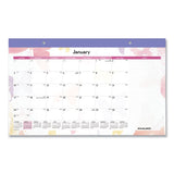 Watercolors Recycled Monthly Desk Pad Calendar, 17.75 X 11, 2021