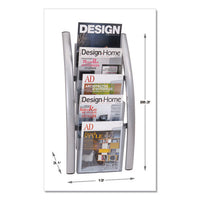 Wall Literature Display, 13w X 3.5d X 28.5h, Silver Gray-transluscent