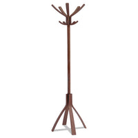 Café Wood Coat Stand, Ten Peg-five Hook, 21.67w X 21.67d X 69.33h, Espresso Brown