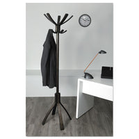 Café Wood Coat Stand, Ten Peg-five Hook, 21.67w X 21.67d X 69.33h, Espresso Brown