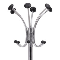 Chromy Coat Stand, 12 Knobs, 16w X 16d X 70.5h, Chrome-black