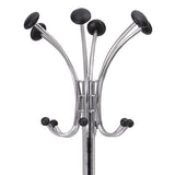 Chromy Coat Stand, 12 Knobs, 16w X 16d X 70.5h, Chrome-black