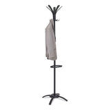 Cleo Coat Stand, Stand Alone Rack, Ten Knobs, Steel-plastic, 19.75w X 19.75d X 68.9h, Black