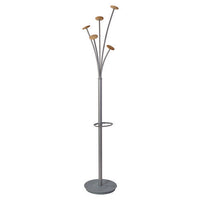 Festival Coat Stand With Umbrella Holder, Five Knobs, 13.97 X 14 X 73.62, Gray