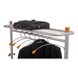 Garment Racks, Two-sided, 2-shelf Coat Rack, 6 Hanger-6 Hook, 44.8w X 21.67d X 70.8h, Silver Steel-wood