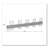 Wall-mount Coat Hooks, Metal, Silver, 22 Lb, 29.92" X 2.95" X 6.45"