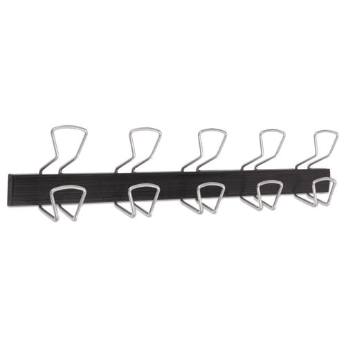 Wall-mount Coat Hooks, Metal, Silver, 22 Lb, 29.92" X 2.95" X 6.45"