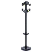 Stan3 Steel Coat Rack, Stand Alone Rack, Eight Knobs, 15w X 15d X 69.3h, Black