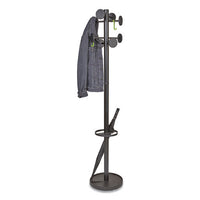 Stan3 Steel Coat Rack, Stand Alone Rack, Eight Knobs, 15w X 15d X 69.3h, Black