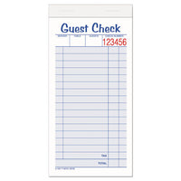 Guest Check Unit Set, Carbonless Duplicate, 6 7-8 X 3 3-8, 50 Forms, 10-pack