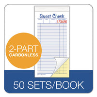 Guest Check Unit Set, Carbonless Duplicate, 6 7-8 X 3 3-8, 50 Forms, 10-pack