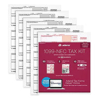 1099-nec + 1096 Tax Form Kit With E-file Code, Inkjet/laser, Five-part Carbonless, 8.5 X 3.67, 3 Forms/sheet, 50 Forms Total