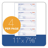Receipt Book, 7 5-8 X 11, Three-part Carbonless, 100 Forms