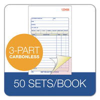 Carbonless Sales Order Book, Three-part Carbonless, 4-3-16 X 7 3-16, 50 Sheets