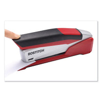 Inpower Spring-powered Premium Desktop Stapler, 28-sheet Capacity, Red-silver