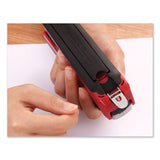 Inpower Spring-powered Premium Desktop Stapler, 28-sheet Capacity, Red-silver