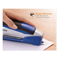 Inpower Spring-powered Premium Desktop Stapler, 28-sheet Capacity, Blue-silver