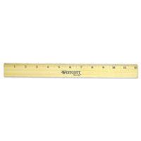 Flat Wood Ruler W-two Double Brass Edges, 12", Clear Lacquer Finish