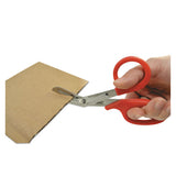 Stainless Steel Office Snips, 7" Long, 1.75" Cut Length, Red Offset Handle
