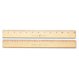 Wood Ruler, Metric And 1-16" Scale With Single Metal Edge, 30 Cm