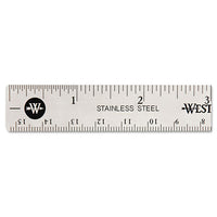 Stainless Steel Office Ruler With Non Slip Cork Base, 6"