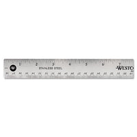 Stainless Steel Office Ruler With Non Slip Cork Base, 15"