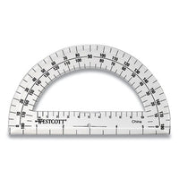 180 Degree Protractor, Plastic, 6" Ruler Edge-180 Degree, Clear