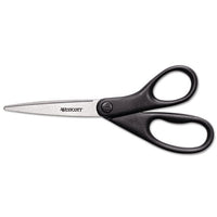 Design Line Straight Stainless Steel Scissors, 8" Long, 3.13" Cut Length, Black Straight Handle