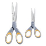 Titanium Bonded Scissors, 5" And 7" Long, 2.25" And 3.5" Cut Lengths, Gray-yellow Straight Handles, 2-pack