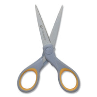 Titanium Bonded Scissors, 5" And 7" Long, 2.25" And 3.5" Cut Lengths, Gray-yellow Straight Handles, 2-pack