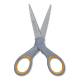 Titanium Bonded Scissors, 5" And 7" Long, 2.25" And 3.5" Cut Lengths, Gray-yellow Straight Handles, 2-pack