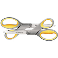Titanium Bonded Scissors, 8" Long, 3.5" Cut Length, Gray-yellow Straight Handles, 2-pack