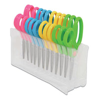Kids' Scissors With Antimicrobial Protection, Rounded Tip, 5" Long, 2" Cut Length, Assorted Straight Handles, 12-pack