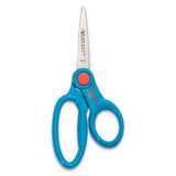 Kids' Scissors With Antimicrobial Protection, Pointed Tip, 5" Long, 2" Cut Length, Assorted Straight Handles, 12-pack