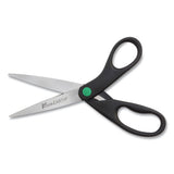 Kleenearth Scissors, 8" Long, 3.25" Cut Length, Black Straight Handles, 2-pack