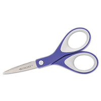 Kleenearth Soft Handle Scissors, Pointed Tip, 7" Long, 2.25" Cut Length, Blue-gray Straight Handle