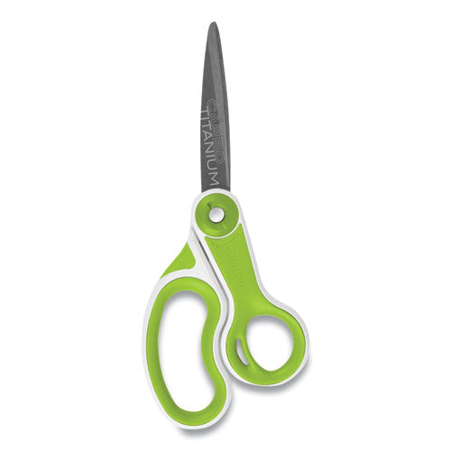 Carbotitanium Bonded Scissors, 8" Long, 3.25" Cut Length, White-green Bent Handle