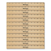 Beveled Wood Ruler, Standard, 12" Long, Natural Hardwood, 12-pack